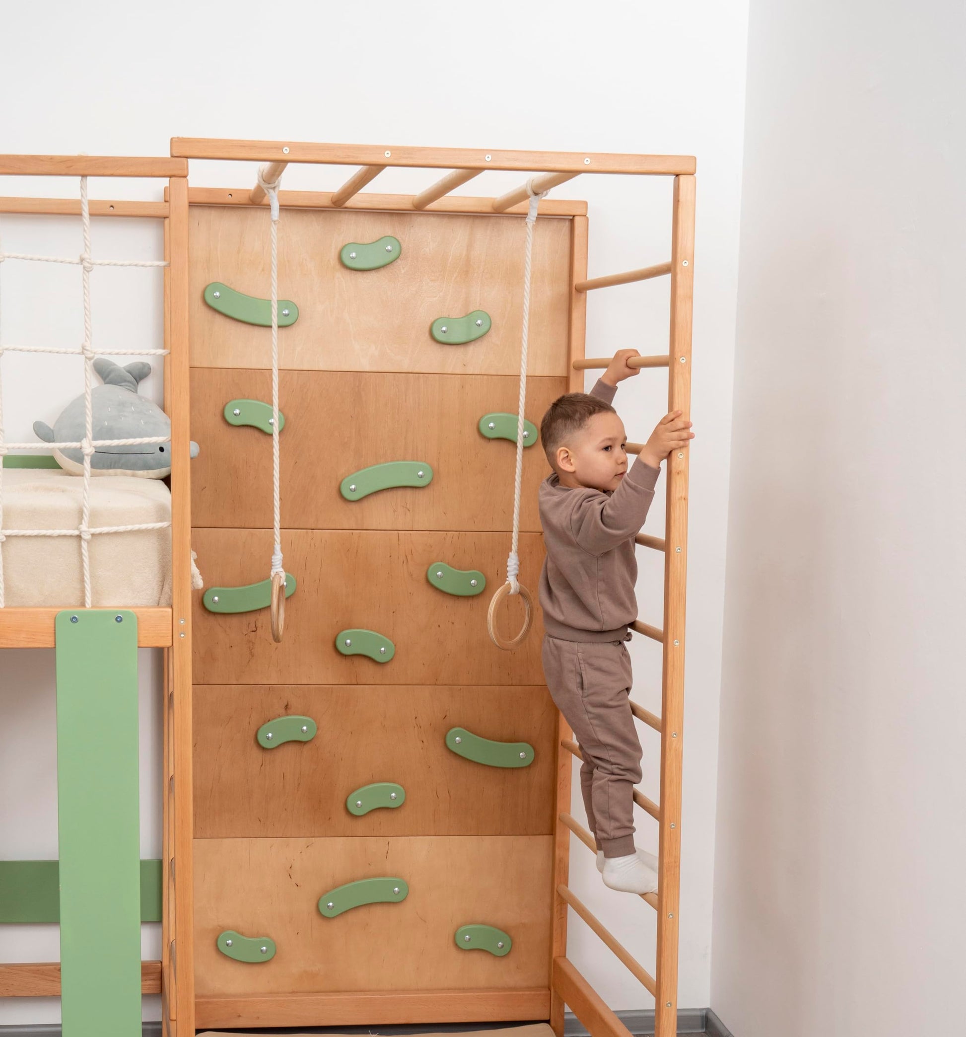 BUSYWOOD Montessori Bed Twin - Kids Floor Bed - Kids Bunk Beds - Montessori Floor Bed - Twin Floor Bed Frame - Toddler Montessori Bed - Jungle Gym Bed - Climbing Bed Frame