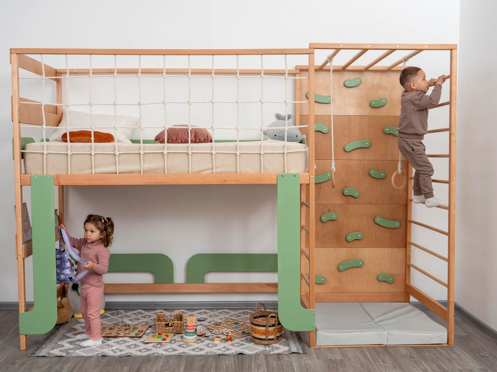 BUSYWOOD Montessori Bed Twin - Kids Floor Bed - Kids Bunk Beds - Montessori Floor Bed - Twin Floor Bed Frame - Toddler Montessori Bed - Jungle Gym Bed - Climbing Bed Frame
