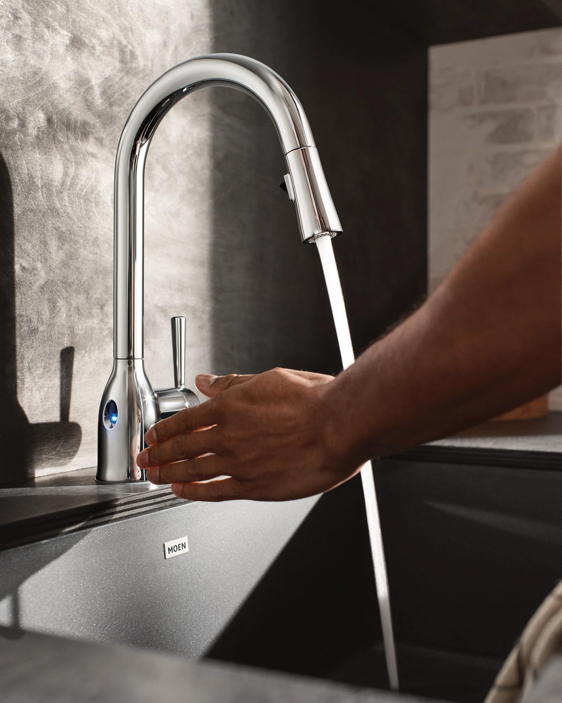 Moen Adler Chrome Motionsense Wave Sensor Touchless One Handle Pulldown Kitchen Faucet Featuring Power Clean, 87233EWC