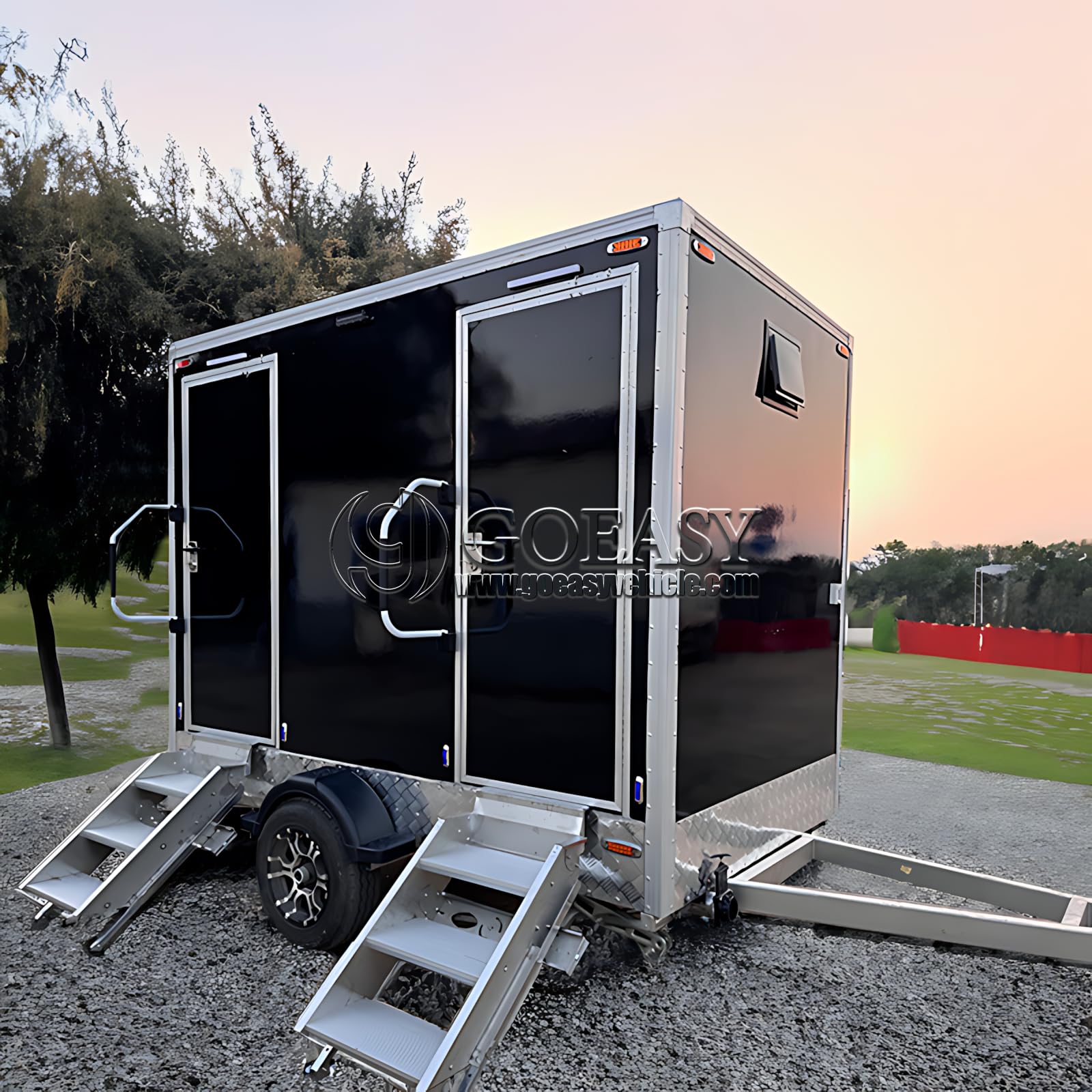 GOEASY Commercial Restroom Trailers: Spacious Interiors, Hygienic Facilities, Ideal for Public Spaces, DOT Certified, Black Bathroom Trailer Deposit (Matte/Glossy)