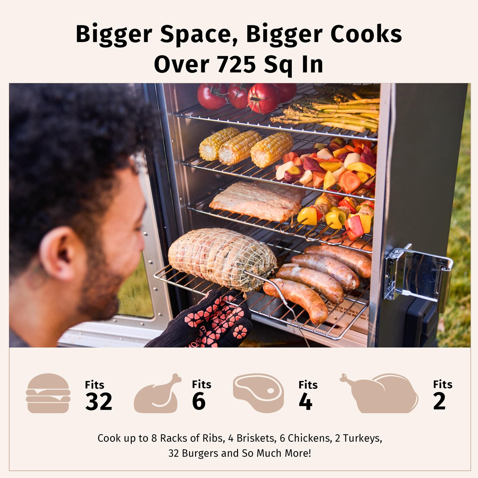 EAST OAK Ridgewood Pro 30" Electric Smoker | Built-in Meat Probe & Elevated Stand for Outdoors | Up to 6× Longer Smokes, Adjustable Side Chip Loader | Smoke More with 725 sq in Cooking Area