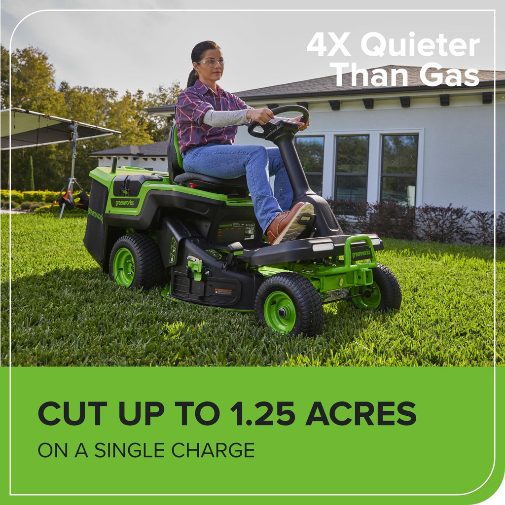 Greenworks 60V 30" Tractor, (4) 8.0Ah + Wall Charger