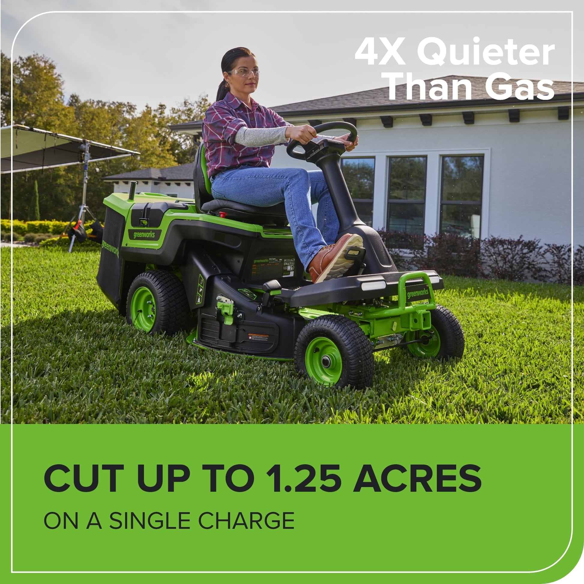 Greenworks 60V 30" Tractor, (4) 8.0Ah + Wall Charger