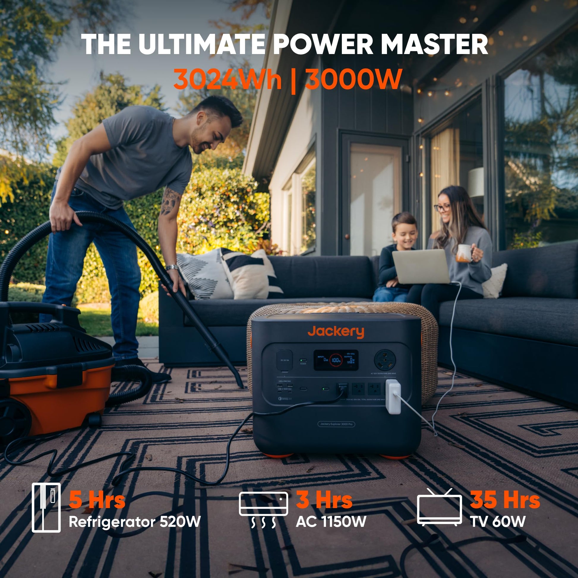 Jackery Solar Generator 3000 PRO 400W, 3024Wh Power Station with 2x200W Solar Panels, Fast Charging in 2.4 Hours, Intelligent BMS, 2xPD 100W Ports for RV Outdoor Camping & Power Outages Black, Orange