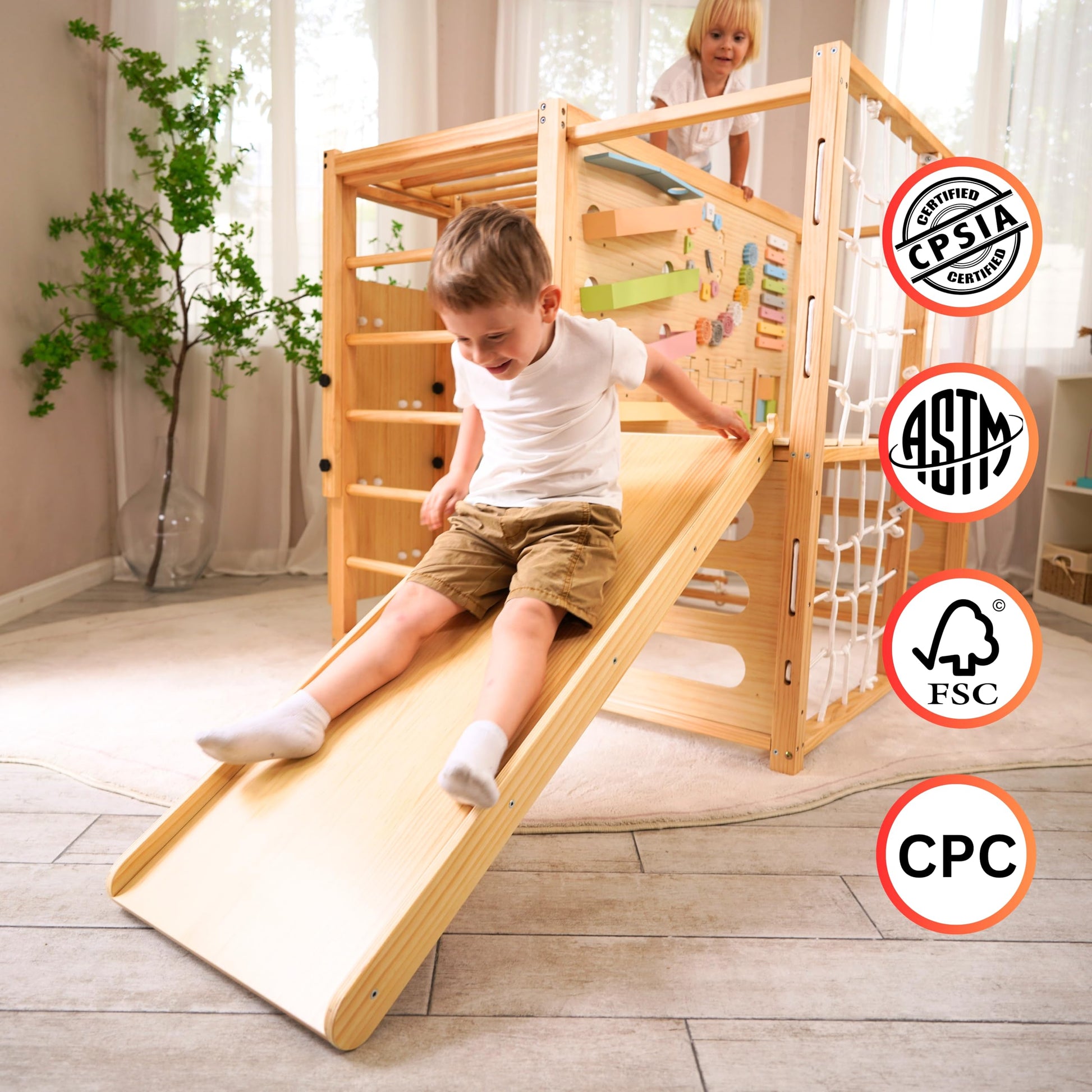 Avenlur Montessori Gym Alpine Wooden Jungle Gym with Indoor Swing, Toddler & Baby Climbing Toys, Rock Wall Perfect for Active Fun & Skill Development, Ages 2-8